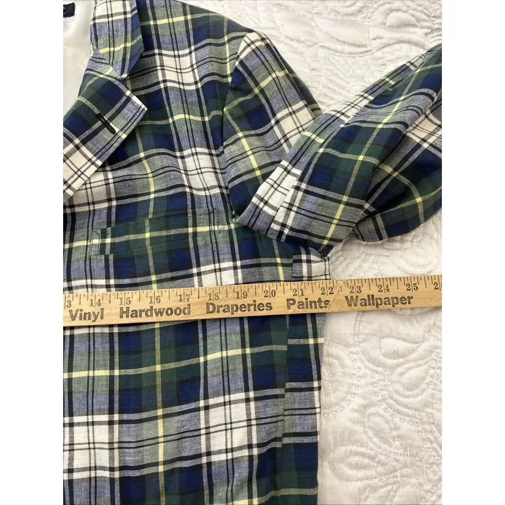 VTG Brooks Brothers Blazer Madras Plaid Sport Unstructured Lightweight USA 42R
